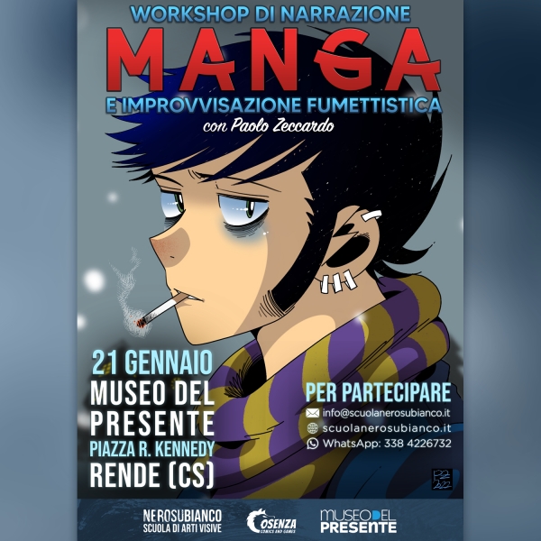 Workshop di Narrazione Manga: sabato 21 gennaio al Museo del Presente di Rende (CS)